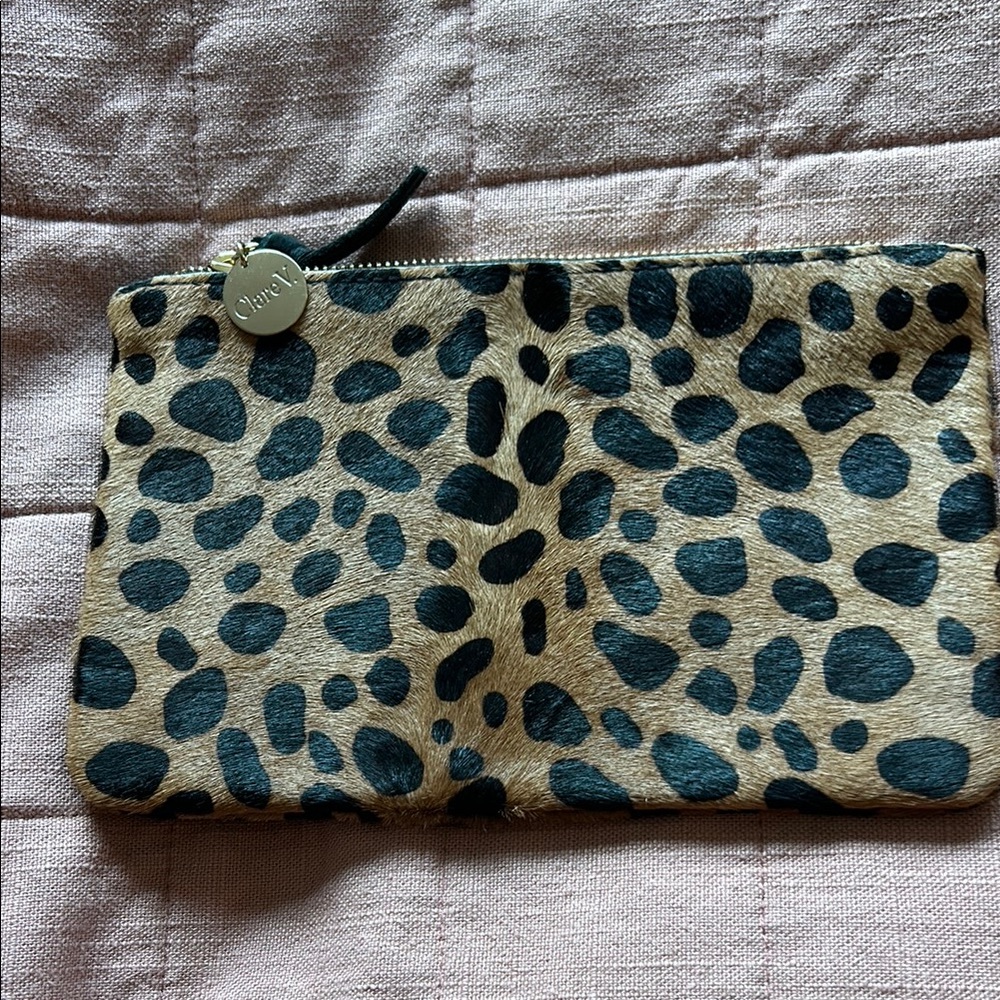 Clare V Leopard Print Pouch
